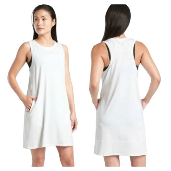 NWT ATHLETA Pacifica II Athletic Dress White Tank Style Perforated small Women’s - Picture 1 of 9